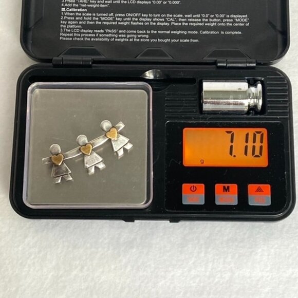 VTG Sterling Silver 925 1.69" Signed Naldo 3 Sisters Paper Dolls Heart Brooch - Picture 14 of 14